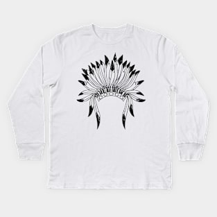 Native American Chief Headdress Kids Long Sleeve T-Shirt